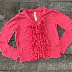 Cherokee Pink Ruffle Button Down Cardigan